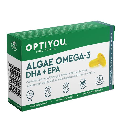 Optiyou Algae Omega-3 DHA + EPA 60 Vegan Softgels, , Supplements, optiyou-algae-omega-vegan-caps, [